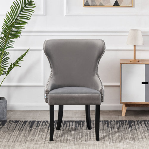 Rosalind Wheeler Caesar Tufted Velvet Upholstered Wing Back Side Chair